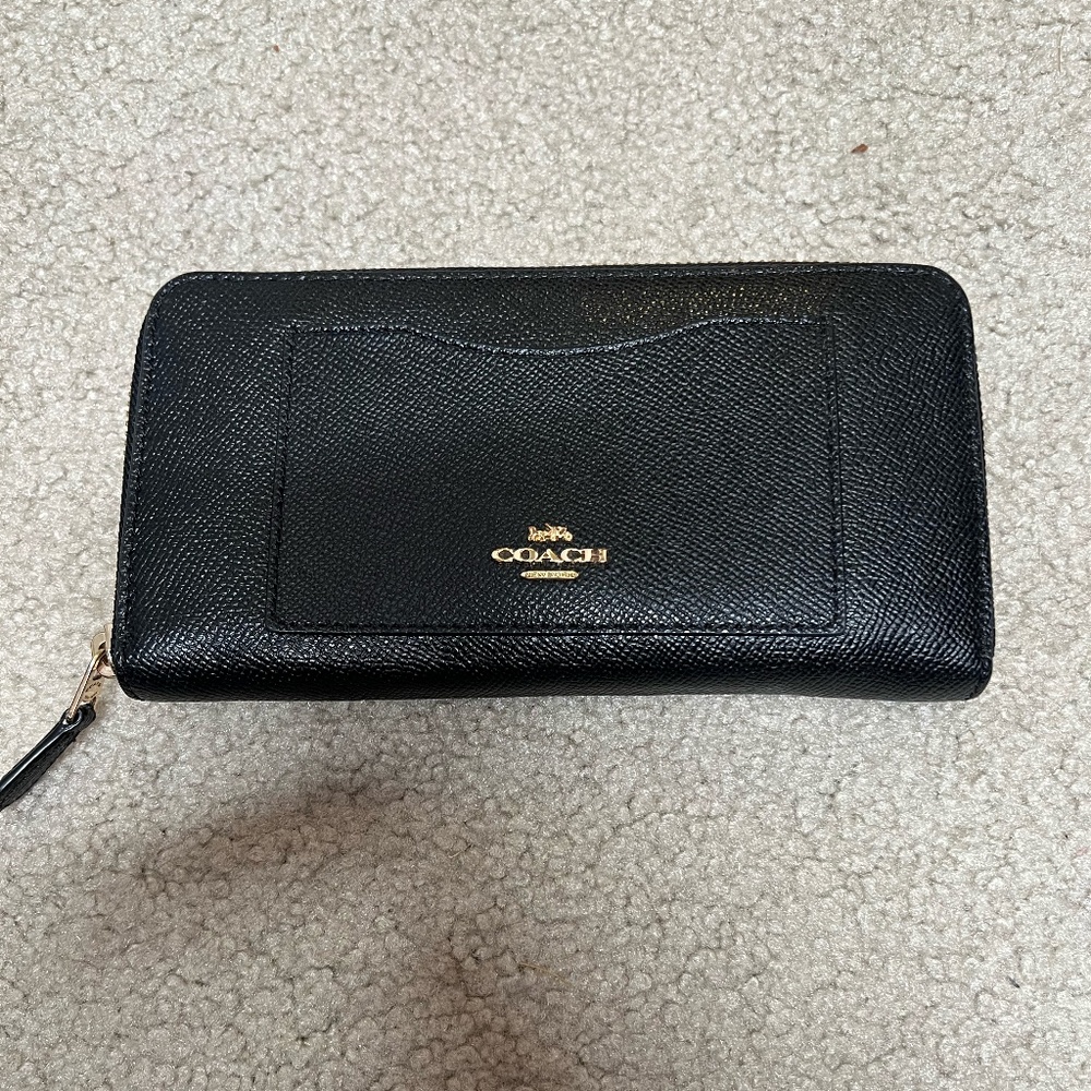 Coach Black Leather Accordion Wallet